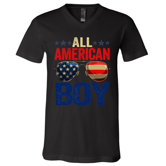 All American Boy Matching Family 4th Of July Celebration V-Neck T-Shirt