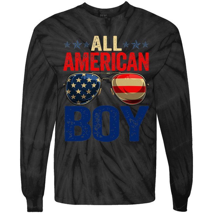 All American Boy Matching Family 4th Of July Celebration Tie-Dye Long Sleeve Shirt