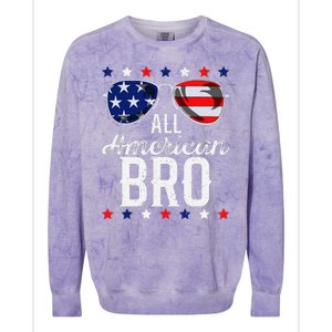 All American Bro 4th Of July Usa Sunglasses Family Fun Colorblast Crewneck Sweatshirt