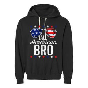 All American Bro 4th Of July Usa Sunglasses Family Fun Garment-Dyed Fleece Hoodie