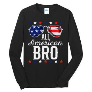 All American Bro 4th Of July Usa Sunglasses Family Fun Tall Long Sleeve T-Shirt