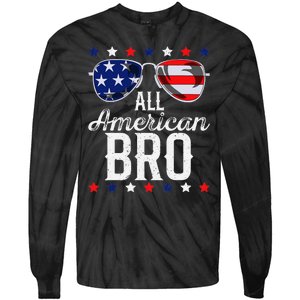 All American Bro 4th Of July Usa Sunglasses Family Fun Tie-Dye Long Sleeve Shirt