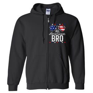 All American Bro 4th Of July Usa Sunglasses Family Fun Full Zip Hoodie