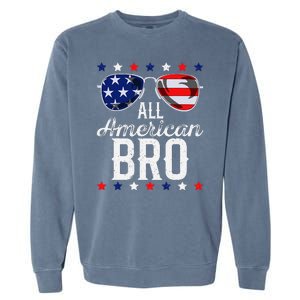 All American Bro 4th Of July Usa Sunglasses Family Fun Garment-Dyed Sweatshirt