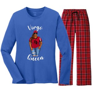 African American Baseball Mom Virgo Queen Zodiac Sign Gift Women's Long Sleeve Flannel Pajama Set 