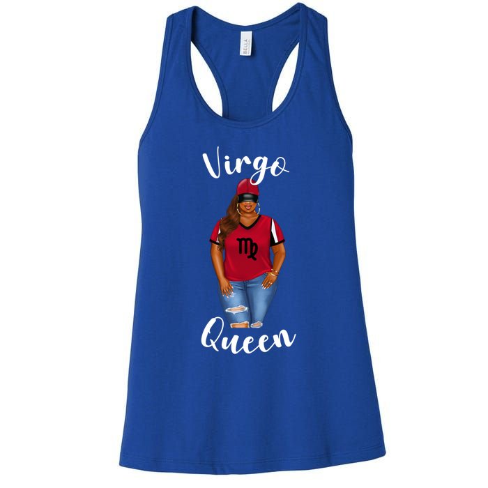 African American Baseball Mom Virgo Queen Zodiac Sign Gift Women's Racerback Tank