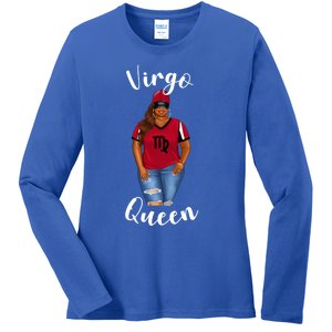 African American Baseball Mom Virgo Queen Zodiac Sign Gift Ladies Long Sleeve Shirt