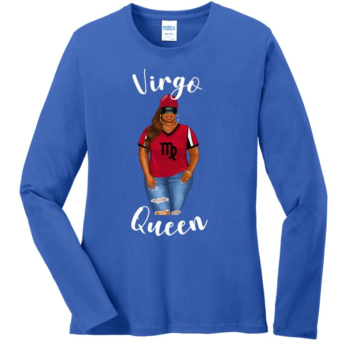 African American Baseball Mom Virgo Queen Zodiac Sign Gift Ladies Long Sleeve Shirt