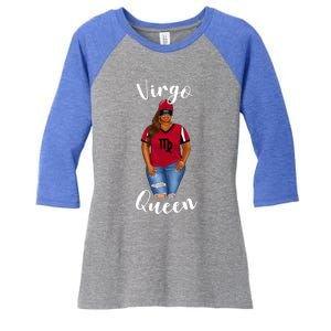 African American Baseball Mom Virgo Queen Zodiac Sign Gift Women's Tri-Blend 3/4-Sleeve Raglan Shirt