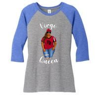 African American Baseball Mom Virgo Queen Zodiac Sign Gift Women's Tri-Blend 3/4-Sleeve Raglan Shirt