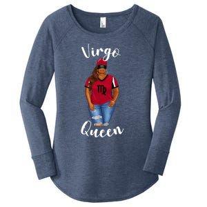 African American Baseball Mom Virgo Queen Zodiac Sign Gift Women's Perfect Tri Tunic Long Sleeve Shirt