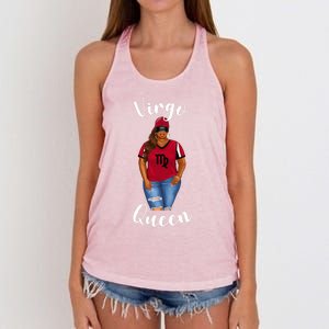 African American Baseball Mom Virgo Queen Zodiac Sign Gift Women's Knotted Racerback Tank