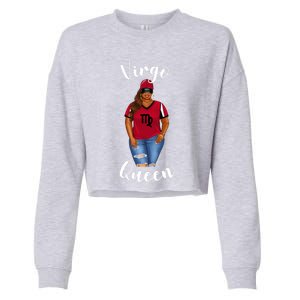 African American Baseball Mom Virgo Queen Zodiac Sign Gift Cropped Pullover Crew