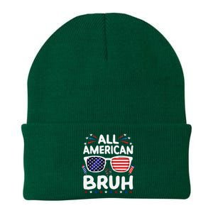 All American Bruh 4th Of July Patriotic Family Fun Knit Cap Winter Beanie