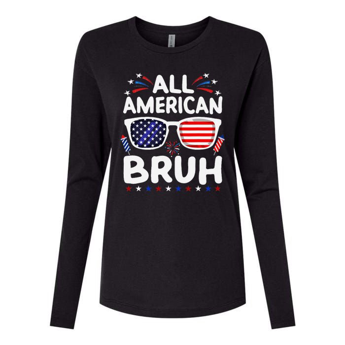 All American Bruh 4th Of July Patriotic Family Fun Womens Cotton Relaxed Long Sleeve T-Shirt