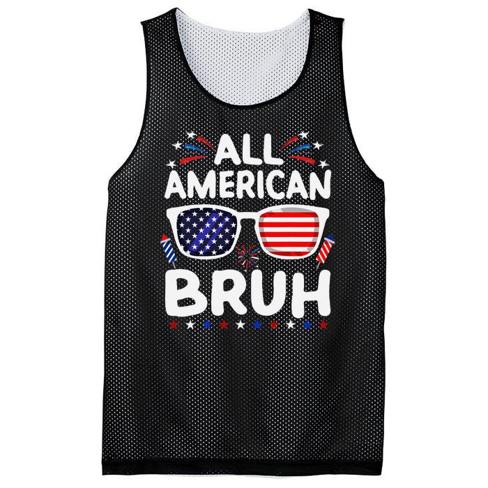 All American Bruh 4th Of July Patriotic Family Fun Mesh Reversible Basketball Jersey Tank