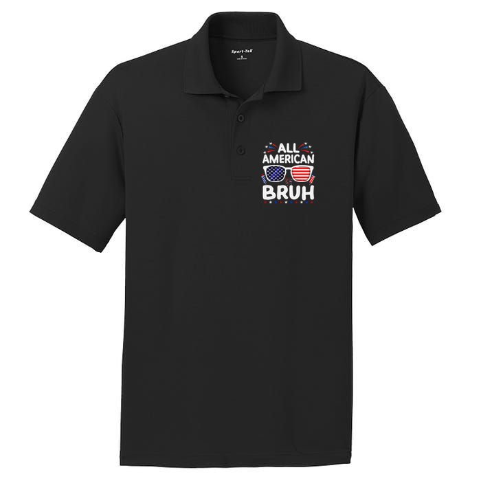 All American Bruh 4th Of July Patriotic Family Fun PosiCharge RacerMesh Polo