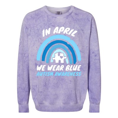 Autism Awareness Blue April Love Autistic Support Gift Colorblast Crewneck Sweatshirt