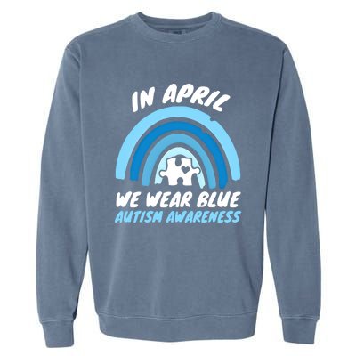 Autism Awareness Blue April Love Autistic Support Gift Garment-Dyed Sweatshirt