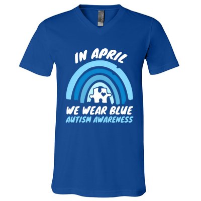 Autism Awareness Blue April Love Autistic Support Gift V-Neck T-Shirt