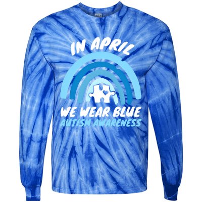 Autism Awareness Blue April Love Autistic Support Gift Tie-Dye Long Sleeve Shirt