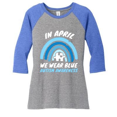 Autism Awareness Blue April Love Autistic Support Gift Women's Tri-Blend 3/4-Sleeve Raglan Shirt