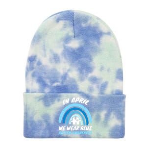 Autism Awareness Blue April Love Autistic Support Gift Tie Dye 12in Knit Beanie