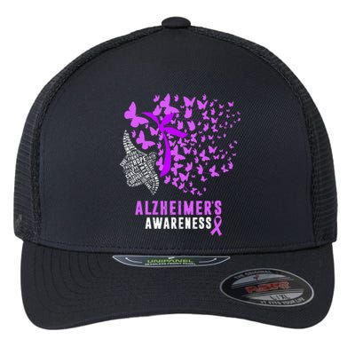 AlzheimerS Awareness Butterflies Purple Ribbon Flexfit Unipanel Trucker Cap