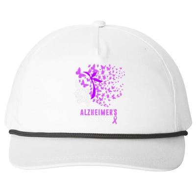 AlzheimerS Awareness Butterflies Purple Ribbon Snapback Five-Panel Rope Hat