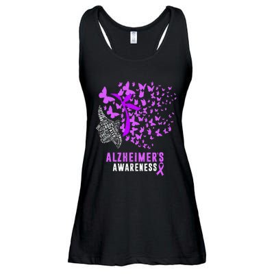 AlzheimerS Awareness Butterflies Purple Ribbon Ladies Essential Flowy Tank