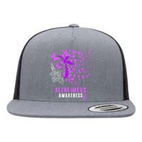 AlzheimerS Awareness Butterflies Purple Ribbon Flat Bill Trucker Hat