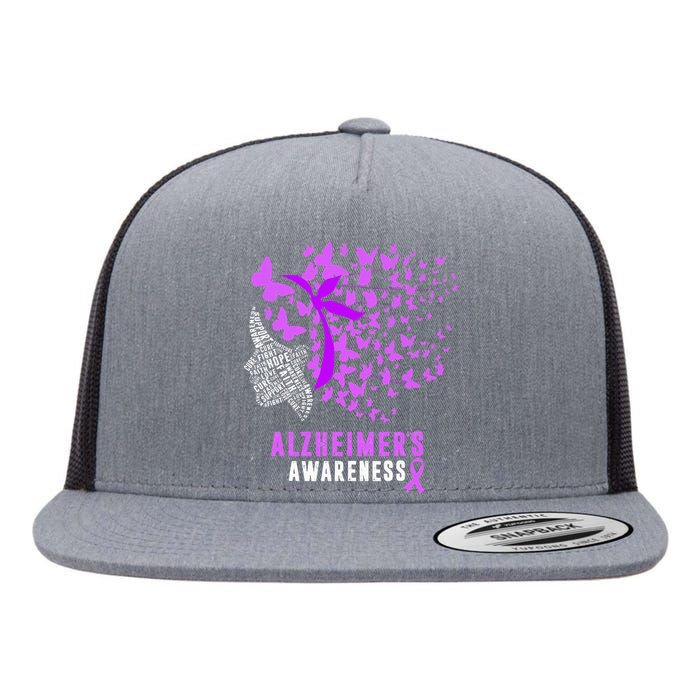 AlzheimerS Awareness Butterflies Purple Ribbon Flat Bill Trucker Hat