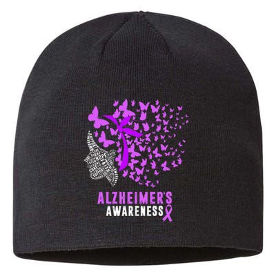 AlzheimerS Awareness Butterflies Purple Ribbon Sustainable Beanie