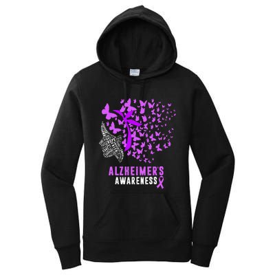 AlzheimerS Awareness Butterflies Purple Ribbon Women's Pullover Hoodie