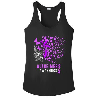 AlzheimerS Awareness Butterflies Purple Ribbon Ladies PosiCharge Competitor Racerback Tank