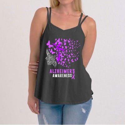 AlzheimerS Awareness Butterflies Purple Ribbon Women's Strappy Tank