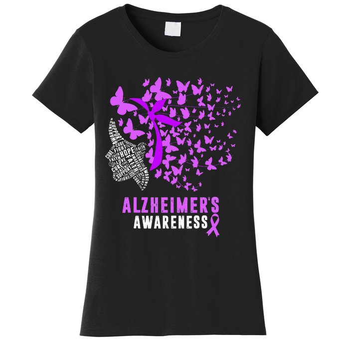 AlzheimerS Awareness Butterflies Purple Ribbon Women's T-Shirt