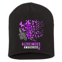 AlzheimerS Awareness Butterflies Purple Ribbon Short Acrylic Beanie