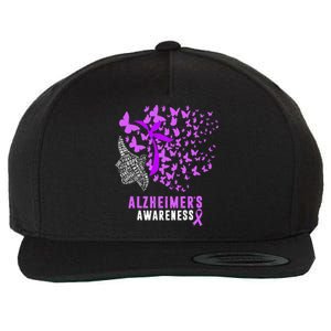 AlzheimerS Awareness Butterflies Purple Ribbon Wool Snapback Cap