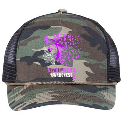 AlzheimerS Awareness Butterflies Purple Ribbon Retro Rope Trucker Hat Cap