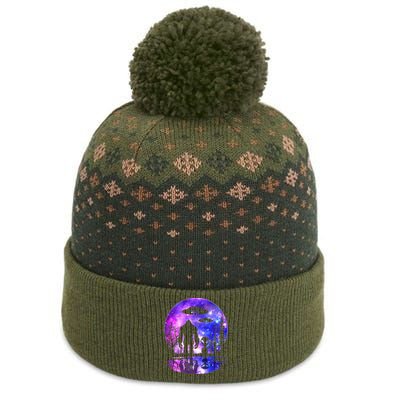 Alien And Bigfoot Full Moon Sasquatch UFO The Baniff Cuffed Pom Beanie