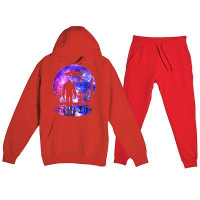 Alien And Bigfoot Full Moon Sasquatch UFO Premium Hooded Sweatsuit Set