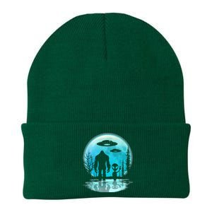 Alien And Bigfoot Moon Knit Cap Winter Beanie