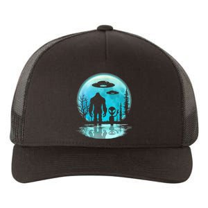 Alien And Bigfoot Moon Yupoong Adult 5-Panel Trucker Hat