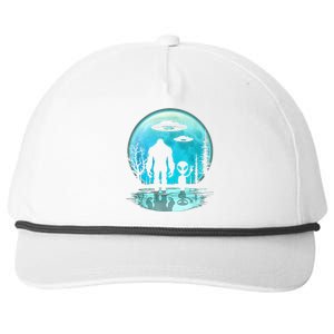 Alien And Bigfoot Moon Snapback Five-Panel Rope Hat