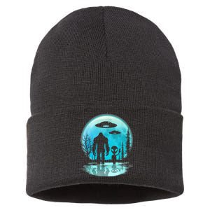 Alien And Bigfoot Moon Sustainable Knit Beanie