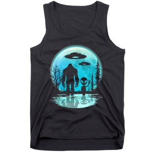 Alien And Bigfoot Moon Tank Top