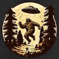 Alien And Bigfoot UFO Bigfoot Alien 7 Panel Mesh Trucker Snapback Hat