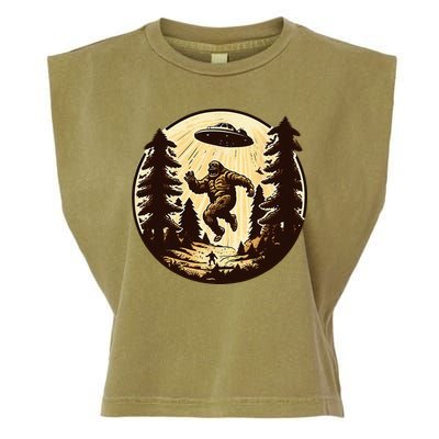 Alien And Bigfoot UFO Bigfoot Alien Garment-Dyed Women's Muscle Tee