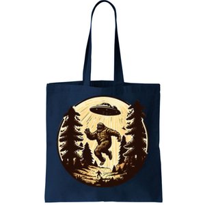 Alien And Bigfoot UFO Bigfoot Alien Tote Bag